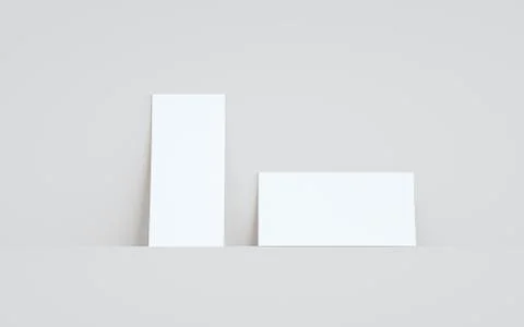 DL Flyer / Invitation Mock-Up - Two Flyers Against Wall Background. 3D Illust Stock Illustration