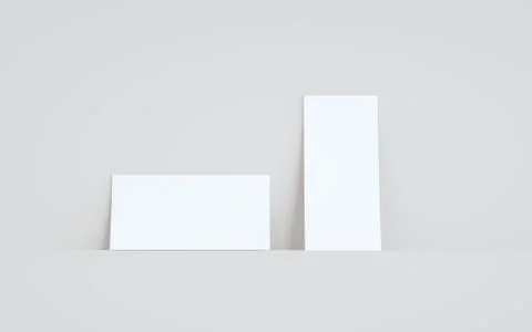 DL Flyer / Invitation Mock-Up - Two Flyers Against Wall Background. 3D Illust Stock Illustration