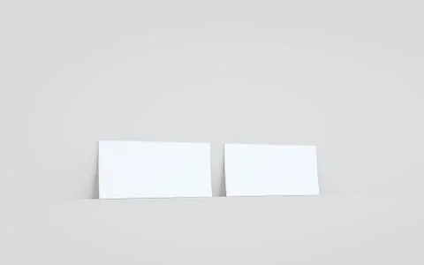 DL Flyer / Invitation Mock-Up - Two Flyers Against Wall Background. 3D Illust Stock Illustration