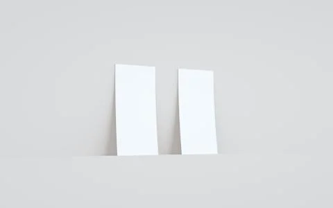 DL Flyer / Invitation Mock-Up - Two Flyers Against Wall Background. 3D Illust Stock Illustration
