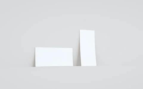 DL Flyer / Invitation Mock-Up - Two Flyers Against Wall Background. 3D Illust Stock Illustration