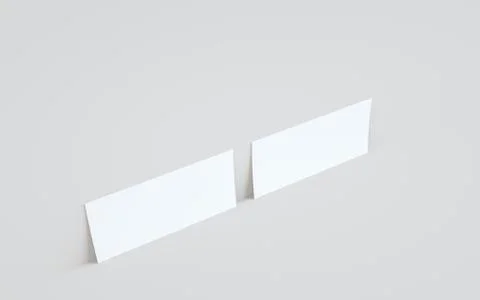 DL Flyer / Invitation Mock-Up - Two Flyers Against Wall Background. 3D Illust Stock Illustration