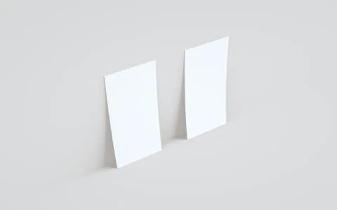 DL Flyer / Invitation Mock-Up - Two Flyers Against Wall Background. 3D Illust Stock Illustration