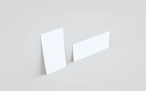 DL Flyer / Invitation Mock-Up - Two Flyers Against Wall Background. 3D Illust Stock Illustration
