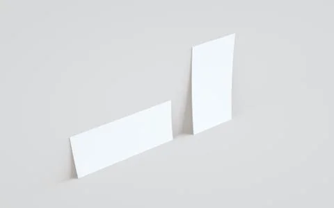 DL Flyer / Invitation Mock-Up - Two Flyers Against Wall Background. 3D Illust Stock Illustration