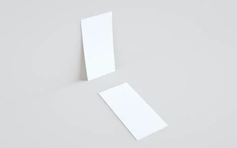 DL Flyer / Invitation Mock-Up - Two Flyers Against Wall Background. 3D Illust Stock Illustration