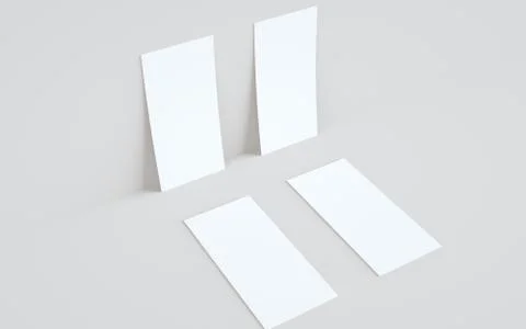 DL Flyer / Invitation Mock-Up - Two Flyers Against Wall Background. 3D Illust Stock Illustration
