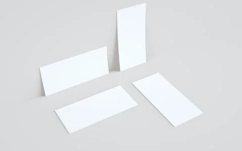 DL Flyer / Invitation Mock-Up - Two Flyers Against Wall Background. 3D Illust Stock Illustration