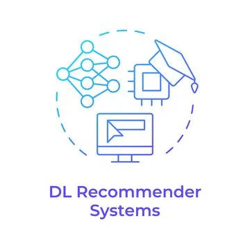 DL recommender systems blue gradient concept icon Stock Illustration