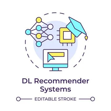 DL recommender systems multi color concept icon Stock Illustration