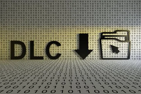 DLC concept text sunlight 3D illustration 스톡 일러스트