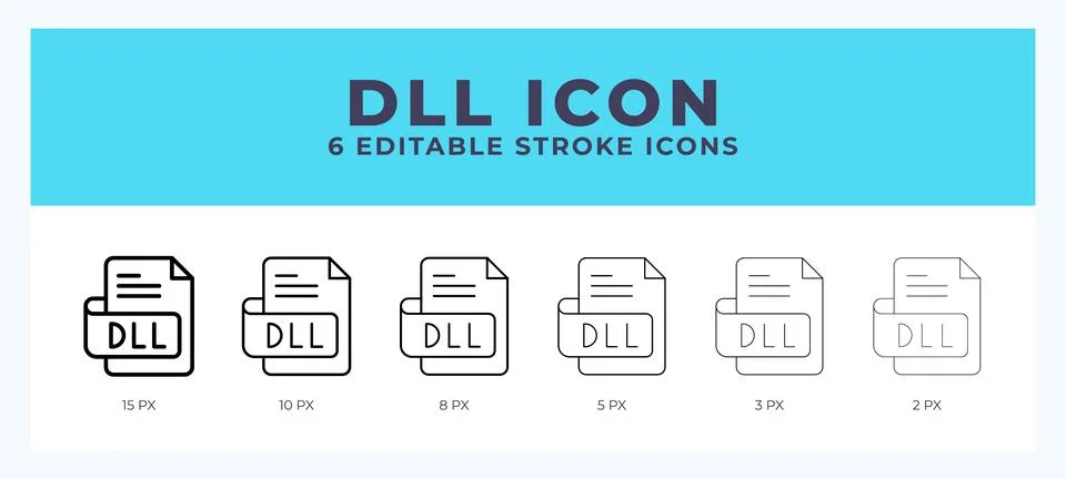 Dll file icon with editable stroke. Outline icon vector illustration. Illustrazione stock
