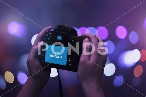 DLSR camera screen and viewfinder mockup PSD Template