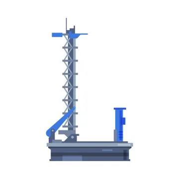 Для ИнтеSpaceship Launch Platform, Spaceport Flat Style Vector Stock Illustration