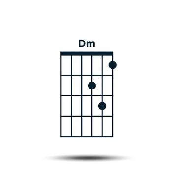Dm, Basic Guitar Chord Chart Icon Vector Template 스톡 일러스트