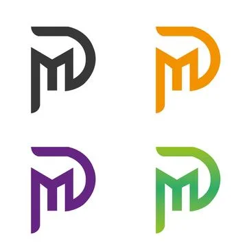 DM initials logo modern and clean minimalist design style combined with contempo Stock Illustration
