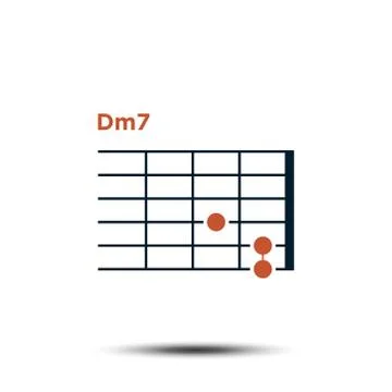 Dm7, Basic Guitar Chord Chart Icon Vector Template 스톡 일러스트