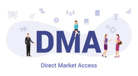 Dma direct market access concept with big word or text and team people with m Stock Illustration