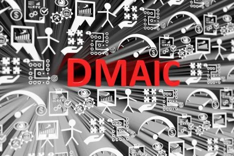 DMAIC concept blurred background 3d render illustration Stock Illustration