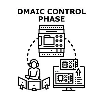 Dmaic control phase strategy optimizing manufacturing process Illustrazione stock