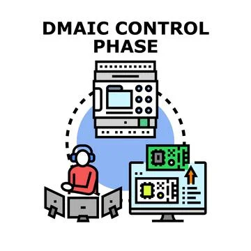 Dmaic control phase strategy optimizing manufacturing process Stock Illustration