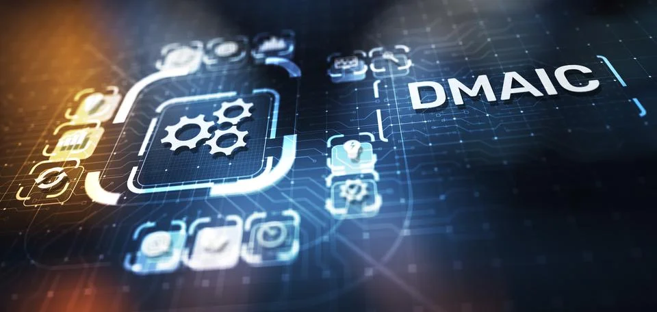 DMAIC Define Measure Analyze Improve Control Industrial business process opti Stock Illustration