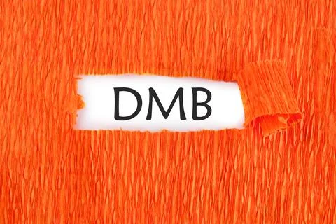 DMB the text under the torn paper is orange on a white background Stock Photos