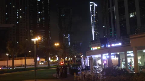 DMCC building at night seen from JLT Dubai Stock Footage 301451305