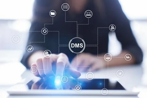 DMS Data management system structure. Document flow and information storage. Stock Photos