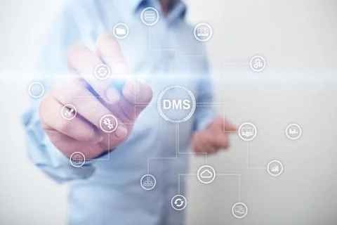DMS Data management system structure. Document flow and information storage. Stock Photos