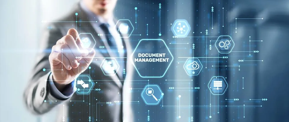 DMS Document Management System in addition to digitization and process Foto stock