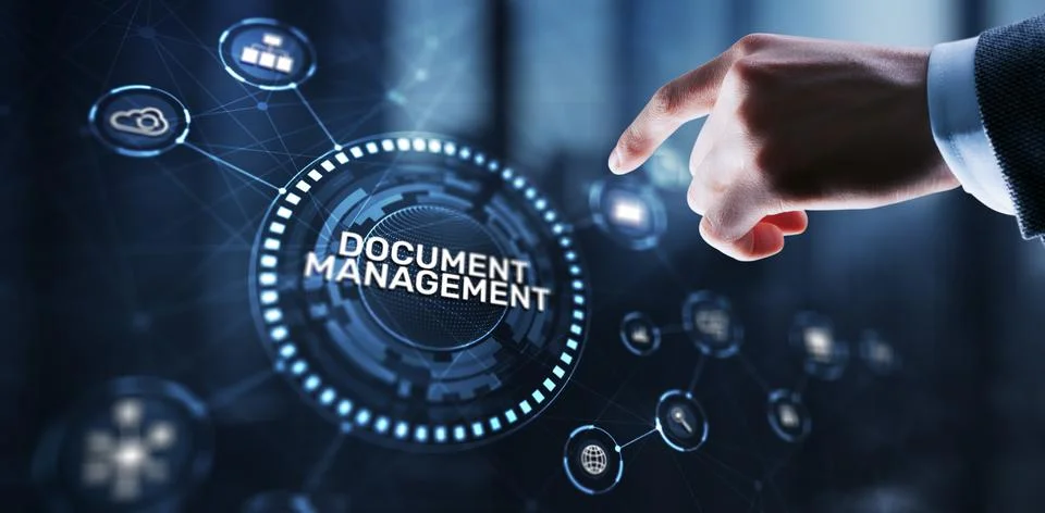DMS Document Management System in addition to digitization and process Stock Photos