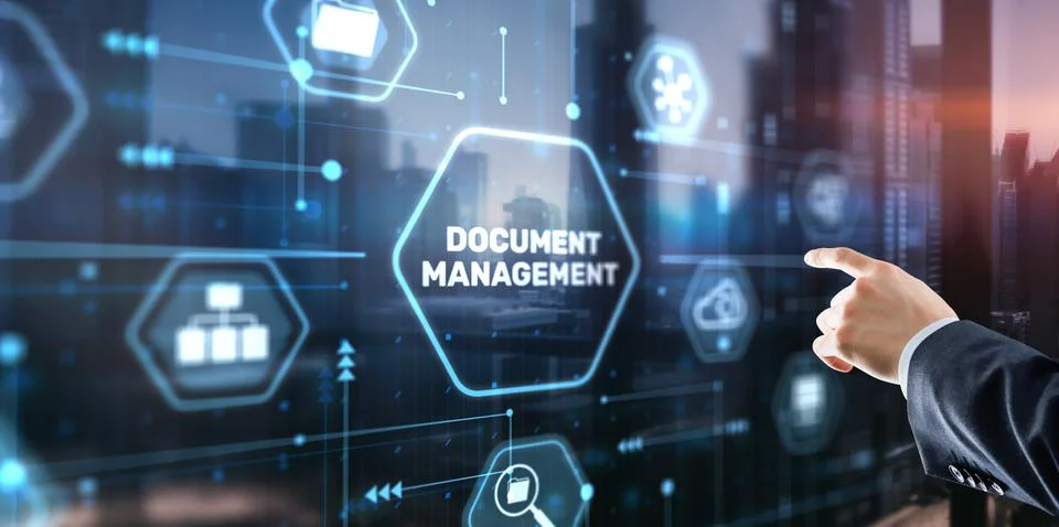 DMS Document Management System in addition to digitization and process Foto stock