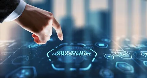 DMS Document Management System in addition to digitization and process Stock Photos