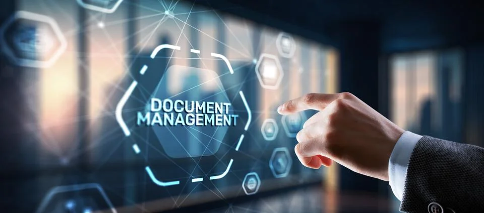 DMS Document Management System in addition to digitization and process Stock Photos