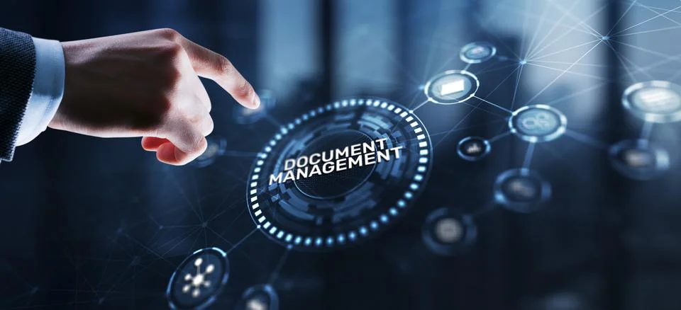 DMS Document Management System in addition to digitization and process Foto stock