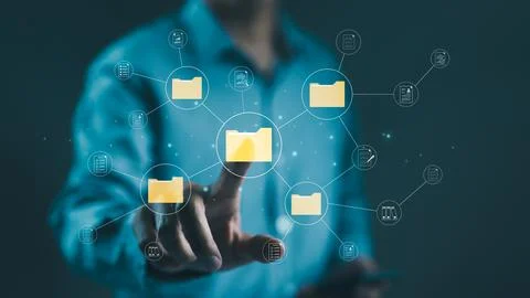 DMS Document management system concept. Stock Photos