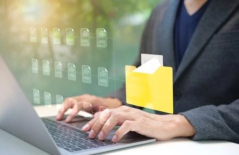 DMS Document management system concept. Stock Photos