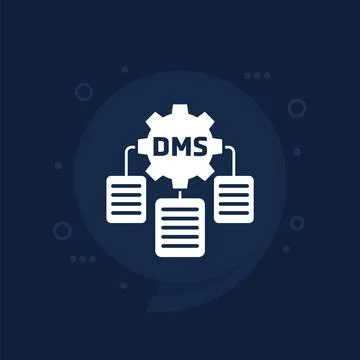 DMS, Document management system icon with gear 스톡 일러스트