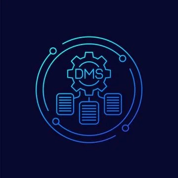 DMS, Document management system icon, line design Stock Illustration