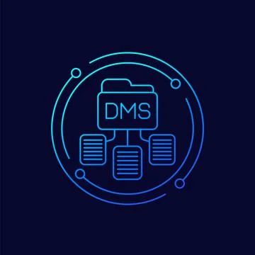 DMS, Document management system line icon Stock Illustration