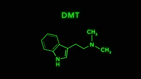 DMT or Dimethyltryptamine Molecule Structure Symbol Neon Animation Stock Footage 152253879