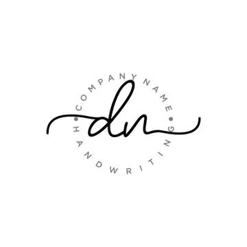 DN Initial handwriting logo design Stock Illustration