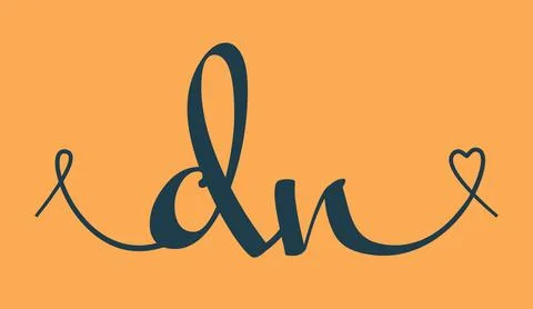 DN initial wedding monogram calligraphy vector illustration. Hand drawn let.. Stock Illustration