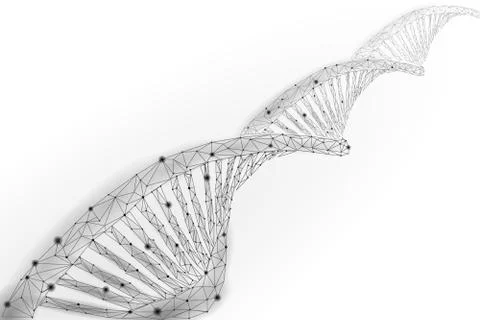 DNA 3D chemical molecule structure low poly. Polygonal triangle point line he 库存插图