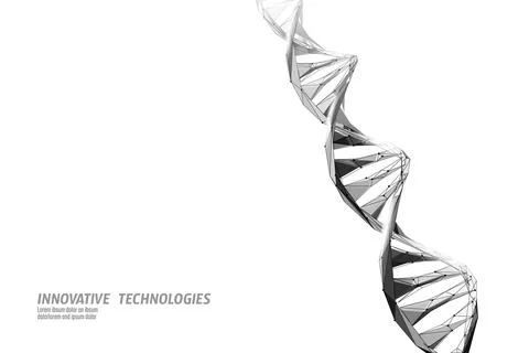 DNA 3D chemical molecule structure low poly. Polygonal triangle point line 库存插图