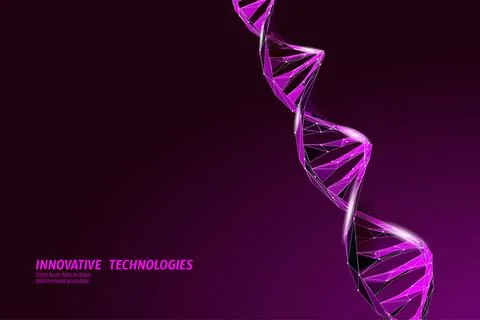 DNA 3D chemical molecule structure low poly. Polygonal triangle point line Illustrazione stock