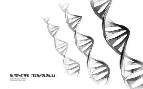 DNA 3D chemical molecule structure low poly. Polygonal triangle point line 库存插图