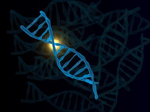 Dna abstract 3d dna molecule medical science  human genetic biotechnology bio Stock Illustration