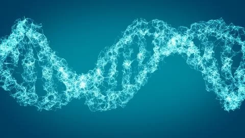 DNA. Abstract 3d polygonal wireframe DNA molecule helix spiral. Stock Illustration